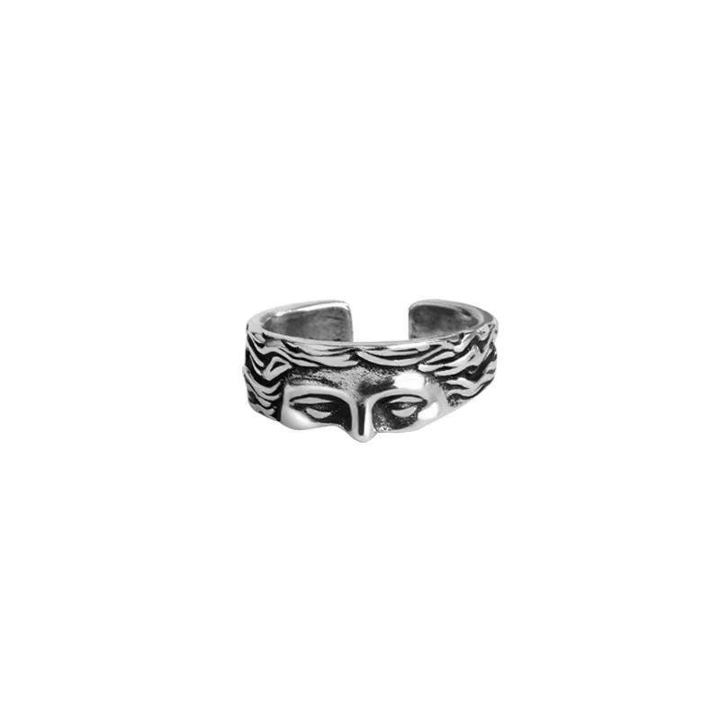 European-American Creative Venus Retro Thai Silver Adjustable Mask Ring