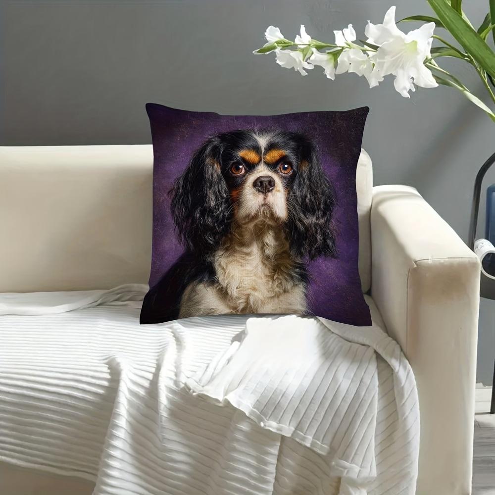 1pc Pillowcase, Vintage Spanish King Charles Spaniel Pillowcase, Soft and Comfortable Polyester Short Plush Fabric, Single-Sided Print, Pillow Insert