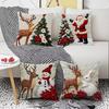 Christmas Pillow Cover - Festive Cartoon Linen Cushion Covers for Sofa Decor Pillowcase Xmas Cushion Cover Gift  ( No Pillow Core )