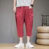 Sommer Locker Dünn Chinesischer Stil Leinen Herren Weitbein Lässig Harlan Baumwolle und Leinen Cropped Hose