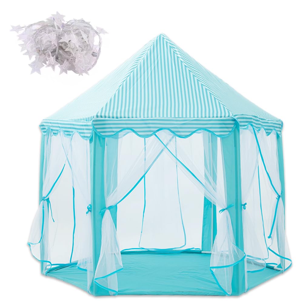 

Детская палатка Nicheez для детей, девочек, домик для игрушек, секретная база для игр в помещении, со светом, в форме звезды (синий)
