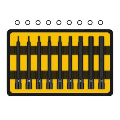 9-teiliges magnetisches Sechskant-Steckschlüsselsatz mit verlängerter 100-mm-Legierungsstahlhülse und kompaktem Aufbewahrungskoffer für enge Räume