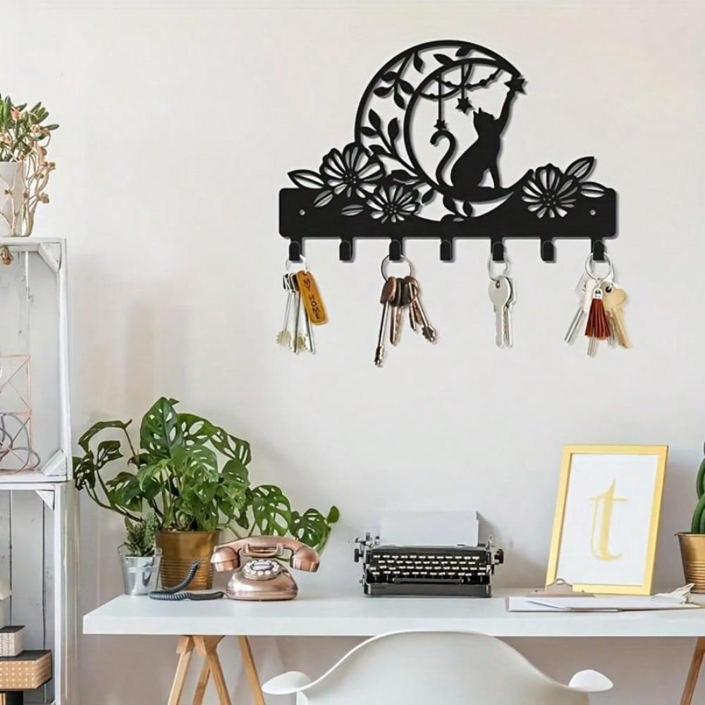 Bird on Branch Metal Wall Hook Set 7 Prong Coat Key Rack Nature Inspired Decorative Organizer for Entrance Hall Bedroom Living Room