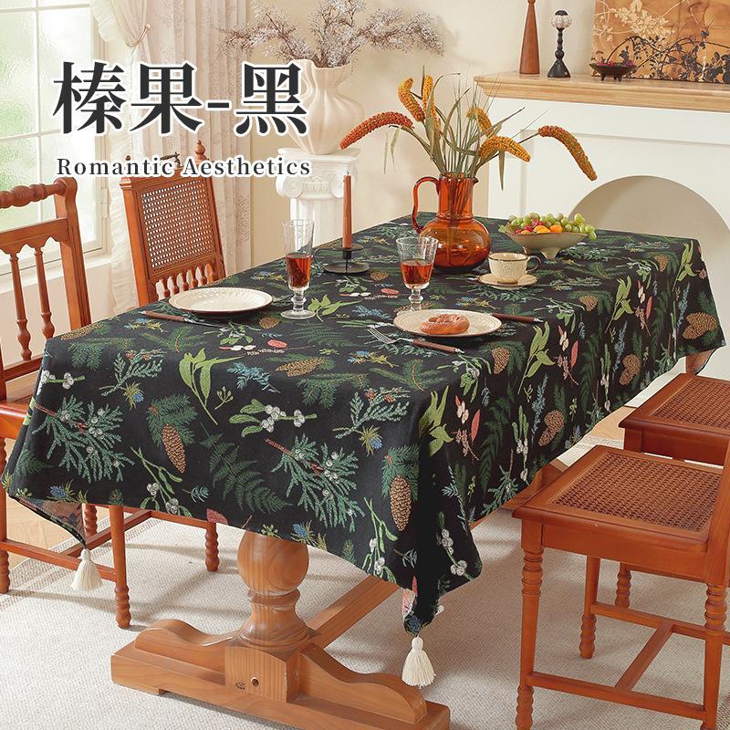 

New Rectangular Tablecloth with Heat Insulation Dirt Resistance and Heat Resistance Retro Pastoral Style Dining Tablecloth 100x160cm чёрный