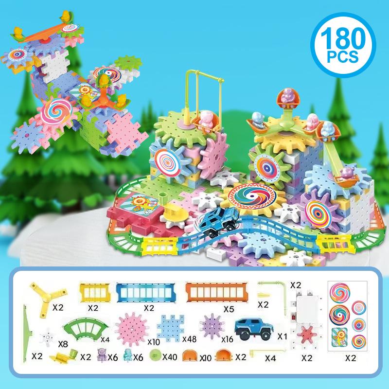 Cross-Border Electric Science & Education DIY Mechanical Gear Building Blocks Toy Set for Kids