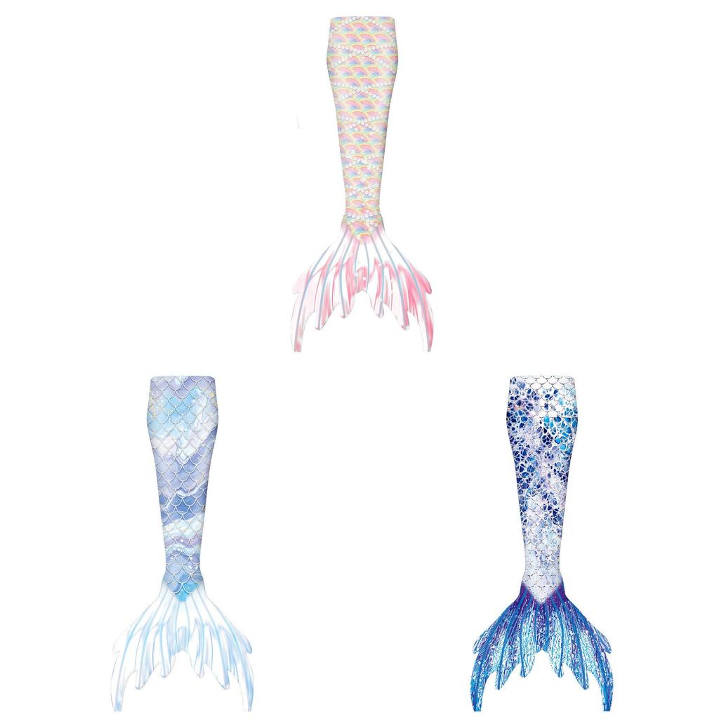 Costume da Bagno Sirena per Bambina 3 Pezzi Squame Coda di Sirena Set Bikini Bambini Spiaggia Piscina Cosplay Outfit da Bagno