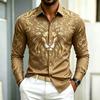 High Quality Men's Shirt Long Sleeved Shirt Solid Color Lion Head Print Design Baroque Business Casual Top Fabric Comfortable
