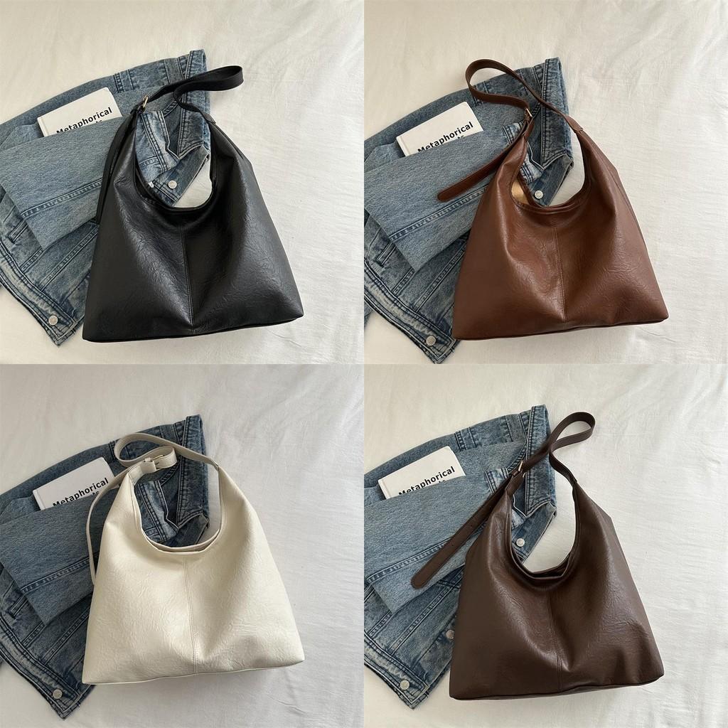 Large Capacity Commuter Retro Solid Color Tote Bag For Women With Stylish Design