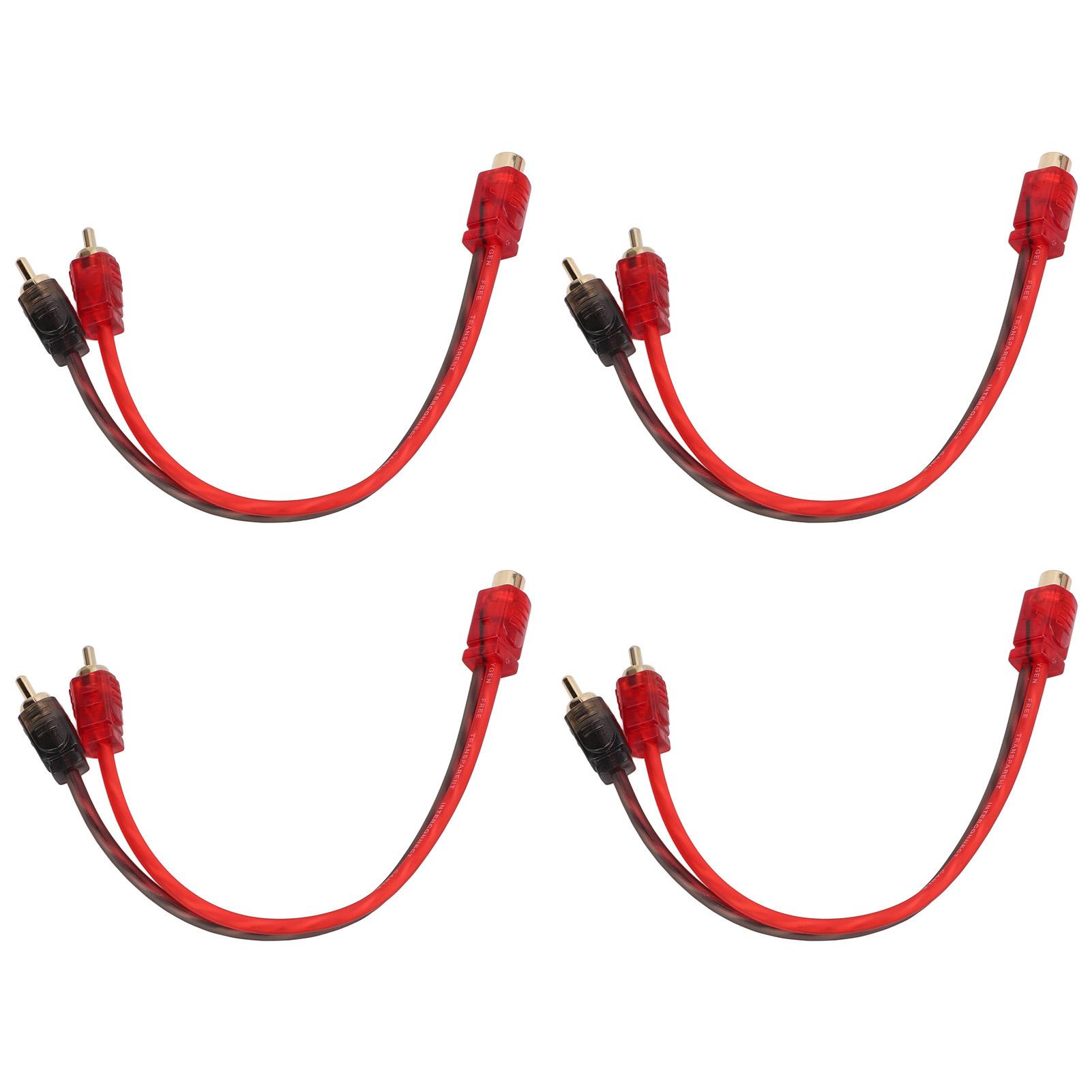 

4PCS Car RCA 1 Female 2 Male Adapter Y Splitter Speaker Audio Cable 20cm Long for Device with 3.5mm Jack