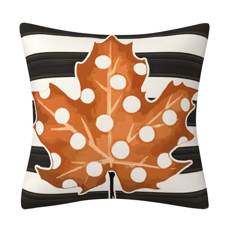 New Black and White Striped Pumpkin Maple Leaf Linen Pillowcase Autumn Orange Sofa Cushion Cover Combination