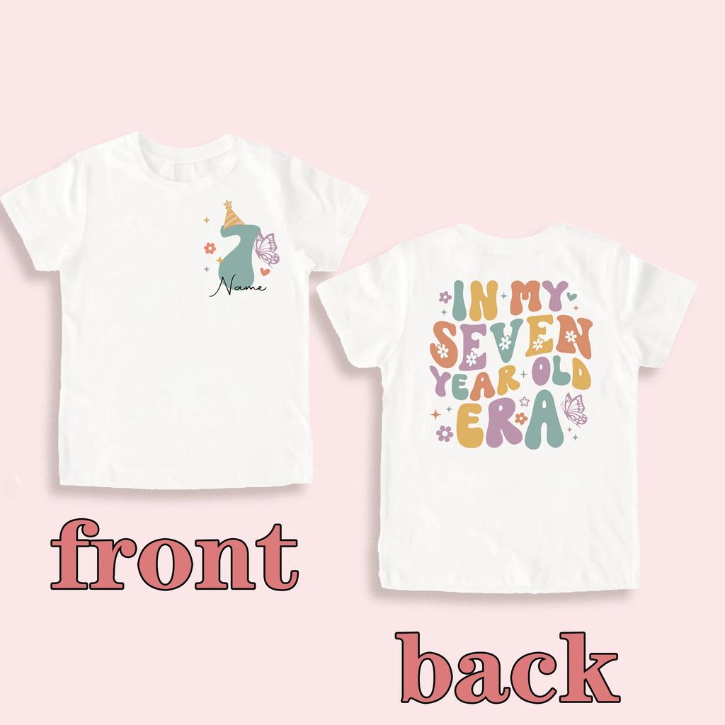 Personalised Girls Birthday Shirt Custom Name Kids 19 Year Birthday Party Outfit Child Short Sleeve Tshirt Girl Retro Tee Tops