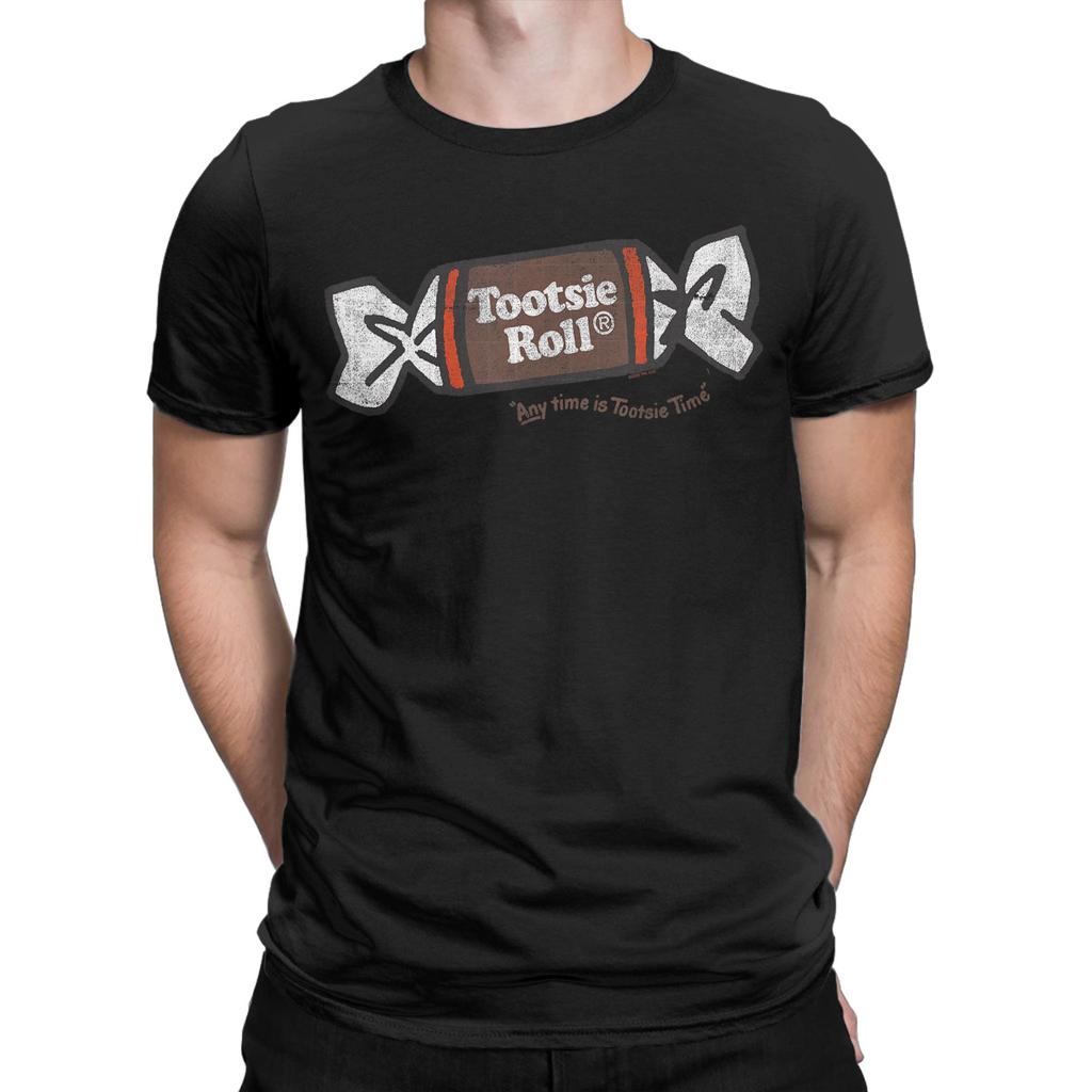 Tootsie Roll Retro Sketched Wrapper Candy T Shirts Men Vintage T-Shirt O Neck  Tee Shirt Short Sleeve Clothing Plus Size