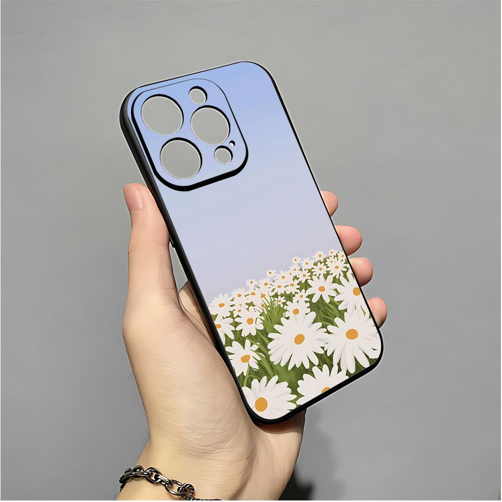 Daisy Phone Case For IPhone 16,15,14,13,12,11,XS,XR,X,8,7,Pro,Max,Plus,mini Silicone Black Cover