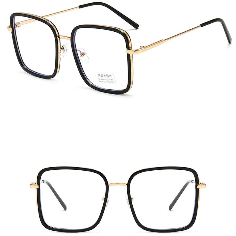Women's Glasses Anti-Blue Light Fashion Personality Retro Large Square Frame Plain Glasses Student Commuter Face-Looking Small Glasses