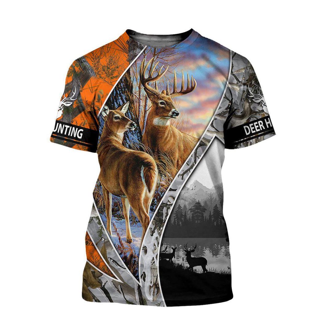 Hunter 3D Print Man's T-Shirt Teenagers Clothes Outdoor Sports Hunting Deer Hunting Short Sleeve Oversize Man T-shirt