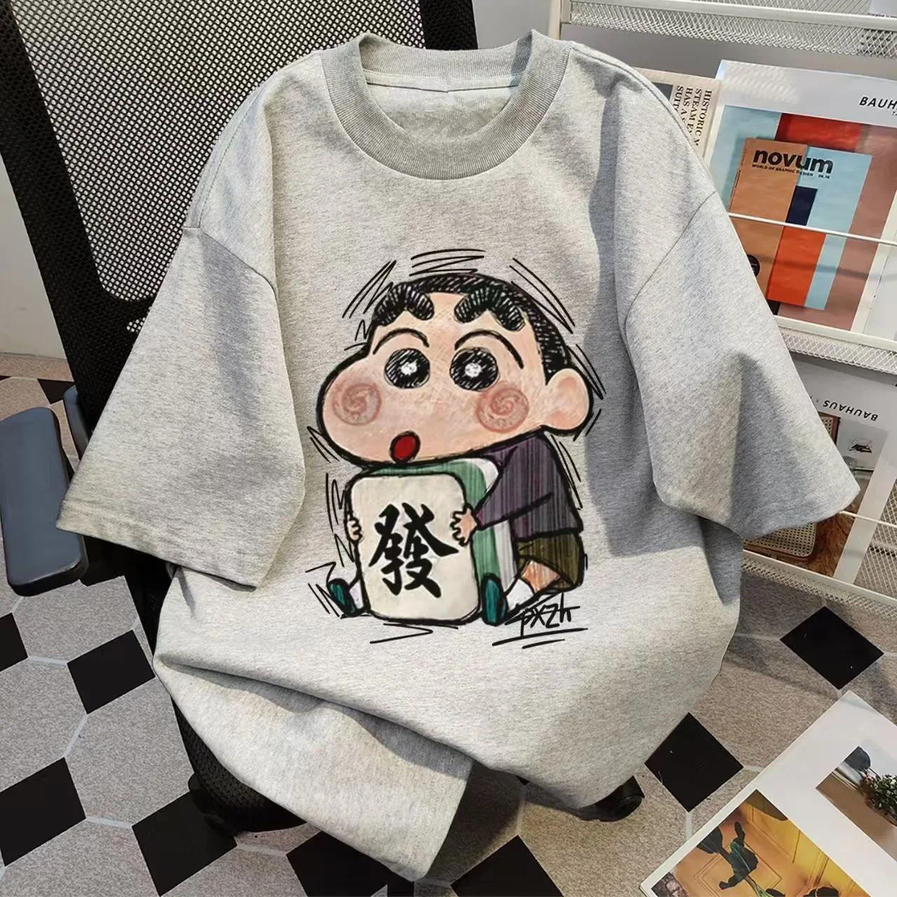 

Cartoon Crayon Shin-Chans Summer Ladies T Shirts Japanese Cartoon 100% Cotton Tops Vintage Short Sleeve O Neck Tees T-Shirt#Color XXXXXL