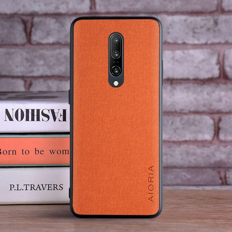 

Textile Leather Case for Oneplus 7 Pro soft TPU with back hard PC material camera protection design cover for Oneplus 7 оранжевый