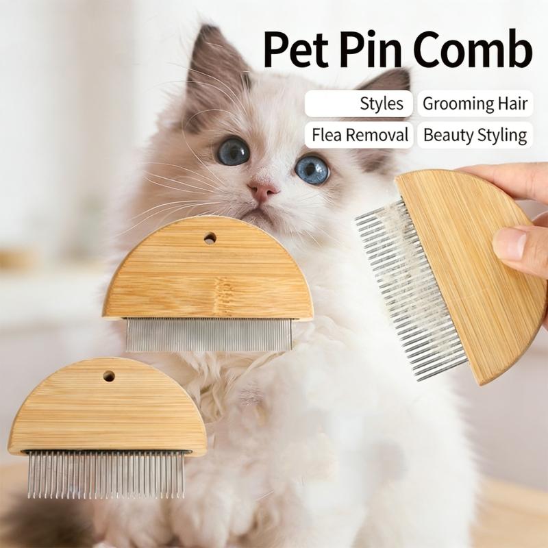 2pcs Bamboos Combs with Wide Fine Teeth Double Sided Lice Comb For Detangling Hair And Removing Fleas From Dogs Cats