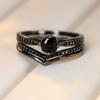 S/set Vintage Black Crystal Zircon Black Metal Ring Sets For Women Antique Round Stone Engagement Bands Wedding Jewelry Gifts