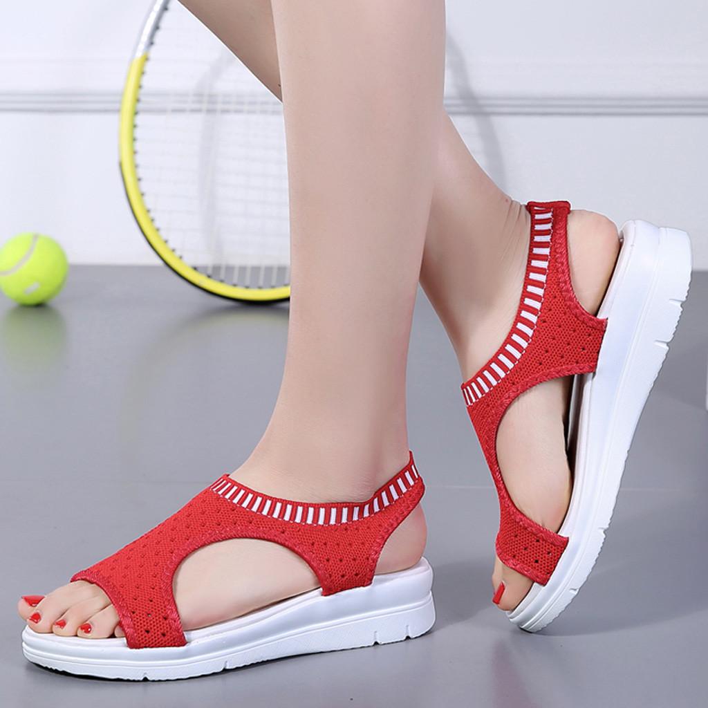 

Sagit женские дышащие удобные повседневные туфли на танкетке из ткани сандалии