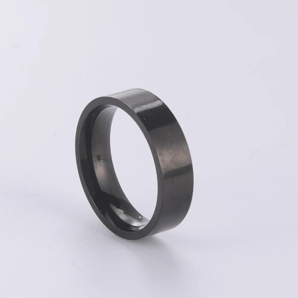 6mm/8mm Wide Stainless Steel Rings for Men Women Simple Smooth Gold Color Black Anniversary Ring Wedding Jewelry Wholesale