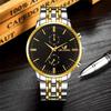 Fashion Men Watches Quartz Watch Men's Silver Gold Plated Stainless Steel Wristwatch