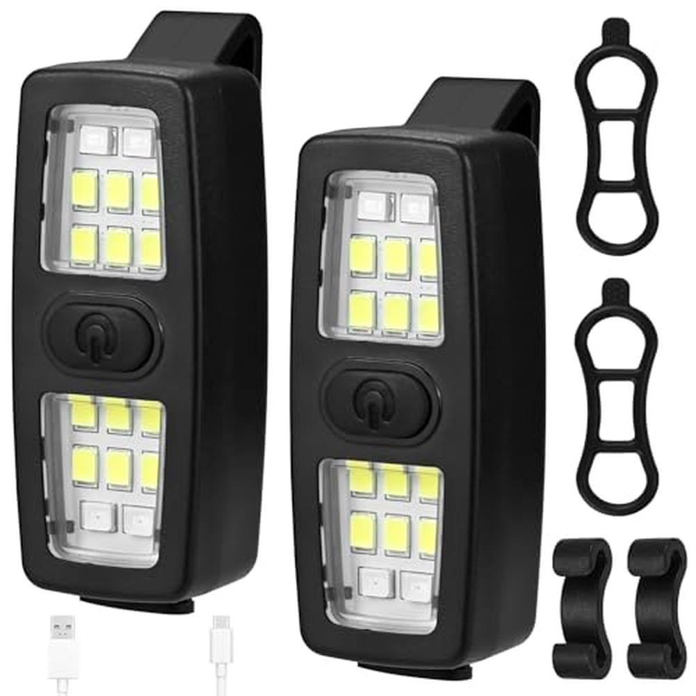 2pcs Clip-On Flashlight Rechargeable Hands-Free Running Light With 7 Modes For Runners Night Running Dog Walking Camping Hiking