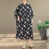 DIMANAF New 2026 Women Plus Size Spring Summer Beach Vintage Long Dress Lady Loose Oversize Maxi Floral Print Cotton Button
