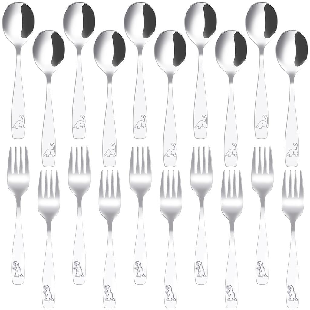 10/20Pcs Kids Silverware Set Stainless Steel Kids Fork Spoon Set Funny Dinosaur Flatware Set for Children Toddler Accessories