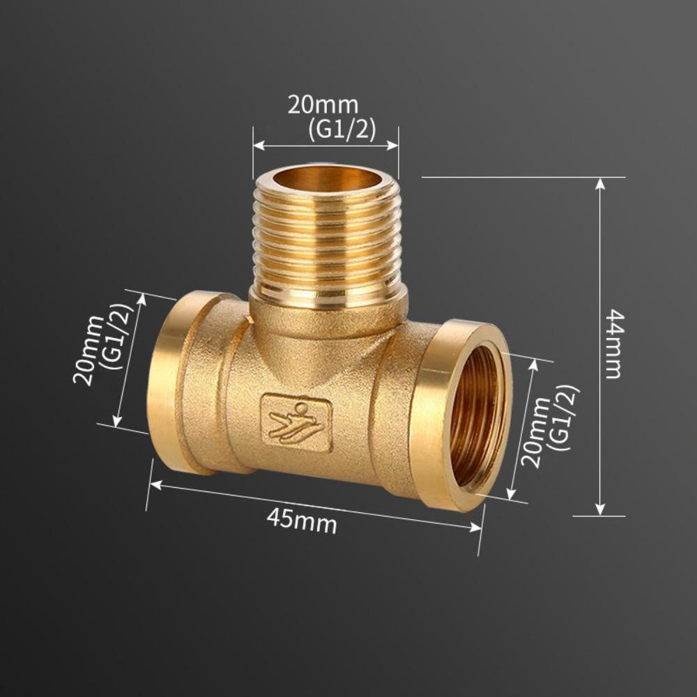 New 1/2 BSP Pneumatic Plumbing Connector Tee Type Male/Female Thread Brass Pipe Fitting Copper Fittings