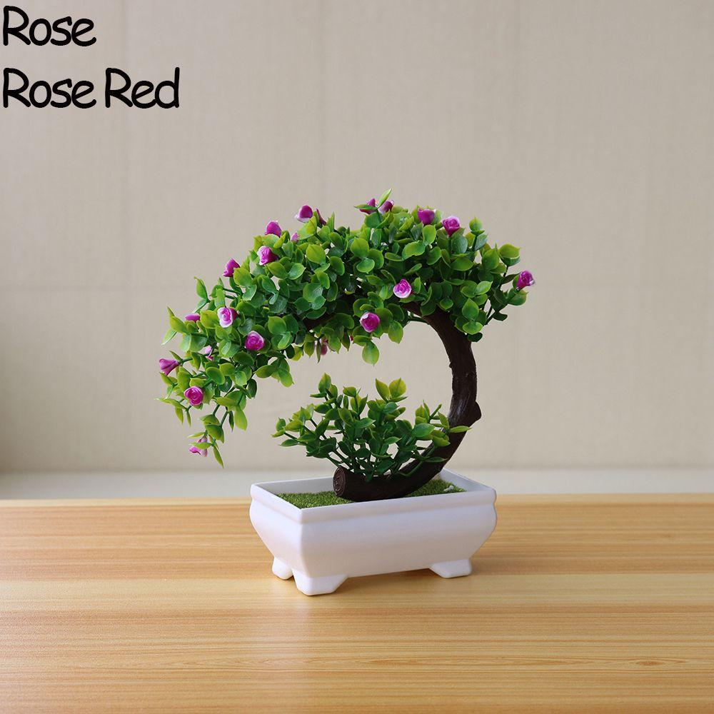 

Декоративная роза, приветствующая сосна, пластиковые цветы, искусственные горшки, имитация бонсай, искусственные растения rose