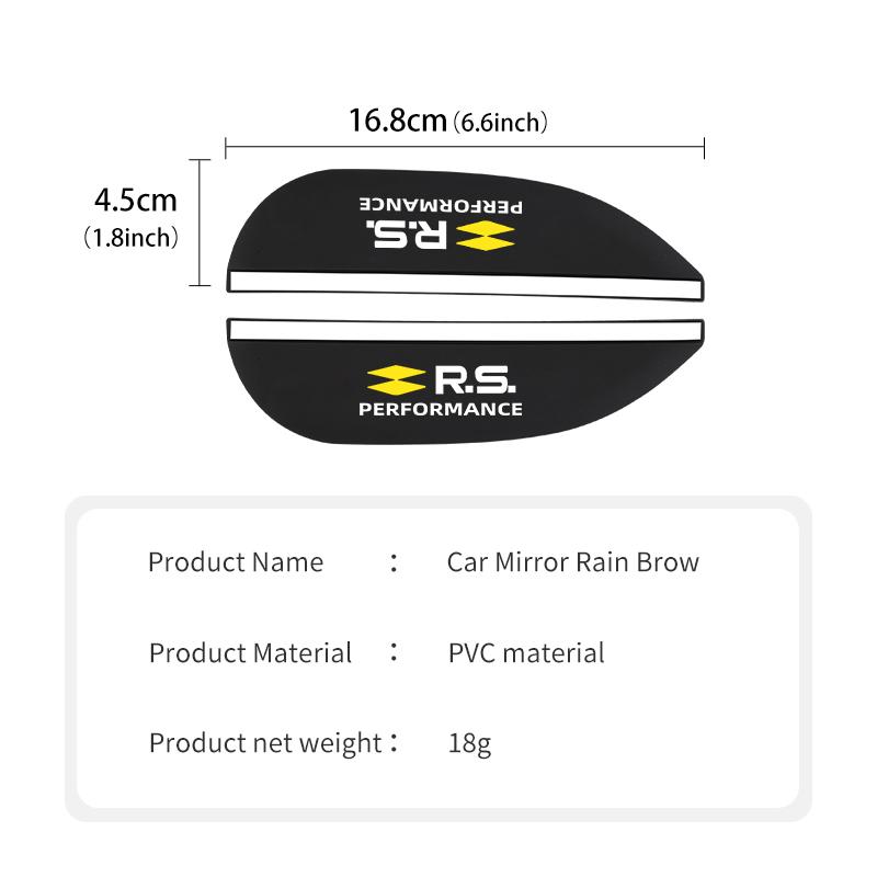 2PCS Car Rearview Mirror Sticker Rain Eyebrow Protector Cover For Renault RS Clio Scenic Logan Megane Koleos Sandero Safrane S444