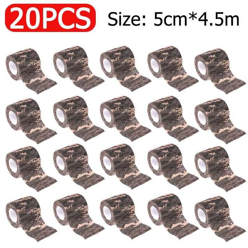 5-20pcs Outdoor Hunting Camouflage Blind Tape Self-adhesive Elastic Bandage Waterproof Wraps Tactical Non-woven Protective
