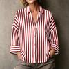 Women's Striped Lapel Button Down Long Sleeve Blouse Loose Fit for Work