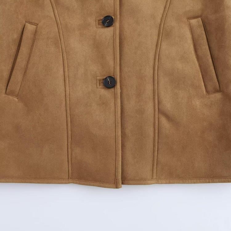 European American Street Fashion Womens Fur Trimmed Long Lapel Coat for Autumn Winter Cross Border Style