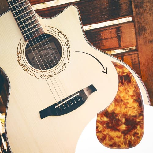 Dreld Guitar Pickguard Scratch Sticker Board with Adhesive Backing, Turtle Shell Guard, Rounded Corners, Protective Plate, Universal for Acoustic, Fol
