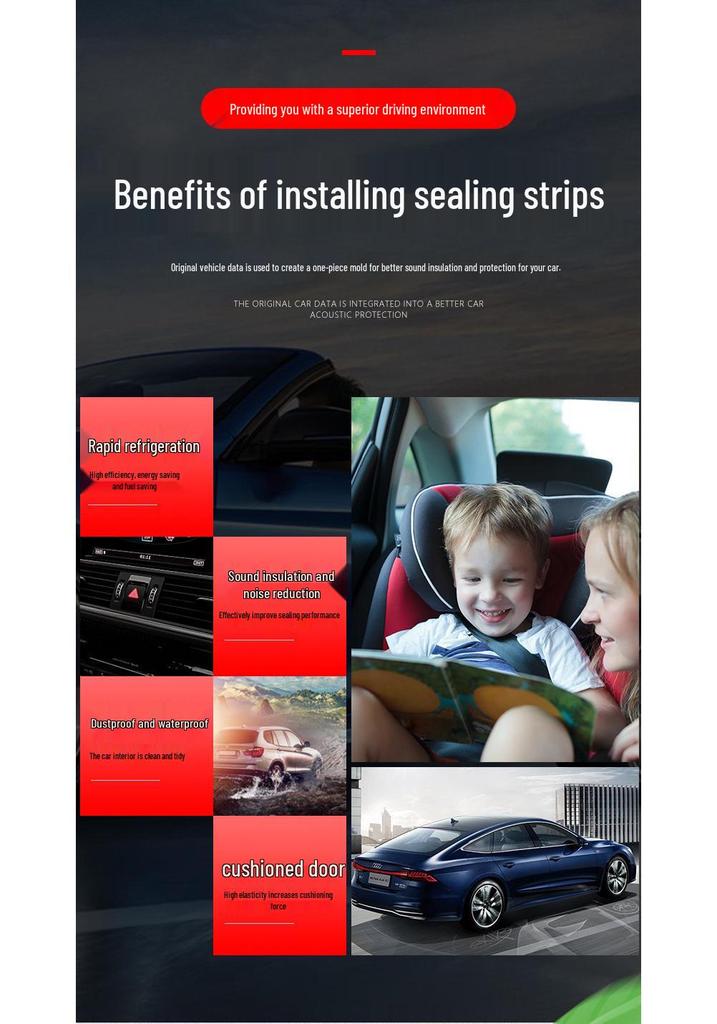 Changan UNI-K 2021 Door Sealing Strip for Sound Insulation & Dustproofing