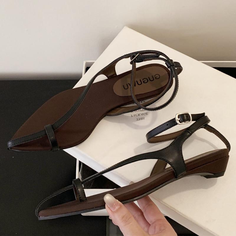 Fashion Novelty Designer Ankle Strap Clip Toe Sandals Women Narrow Strap Wedge Low Heel Slippers Women Cozy Summer Beach Gladiator Shoes
