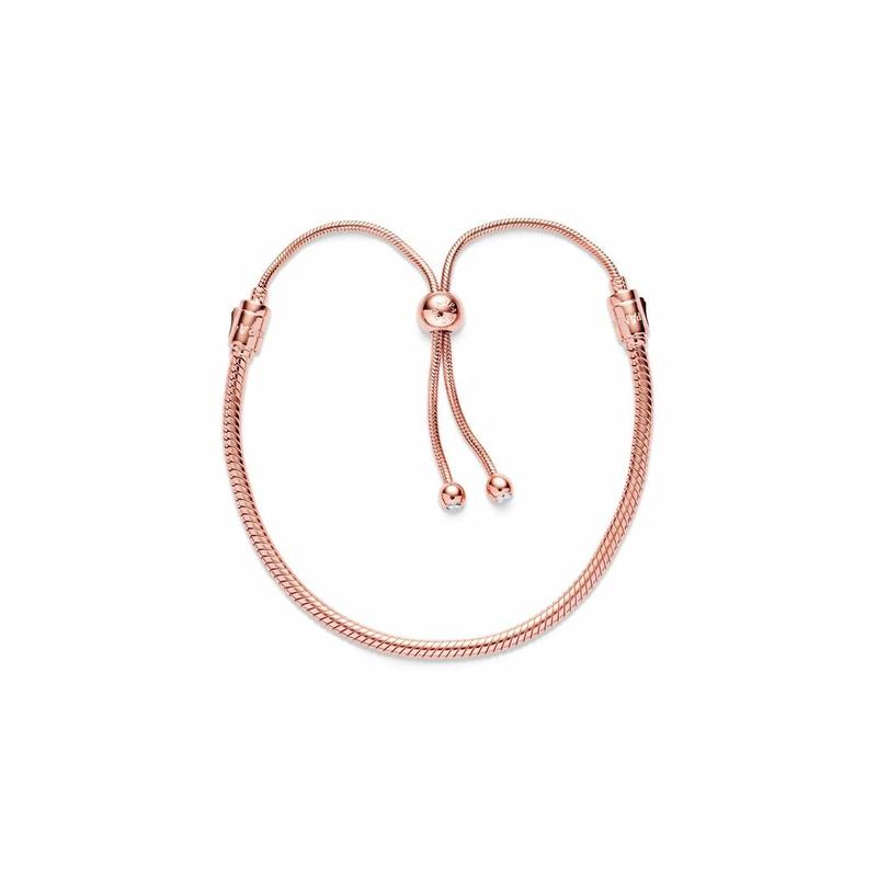 Pandora Rose gold Moments slider snake-shaped synthetic cubic zirconia bracelet for women 587125CZ-2