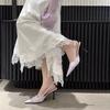 Designer Narrow Band Buckle Strap Pumps Women Sandals Sexy Pointed Toe Thin Heels Wedding Banquet Dress Mule slingback femme