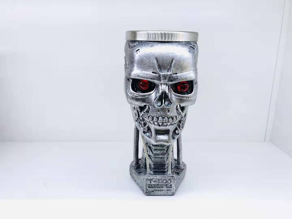 New T800 T2 Skull Terminator Endoskeleton 2 Head Stainless Steel Goblet Resin Model Toy Collection gift 300-400ml