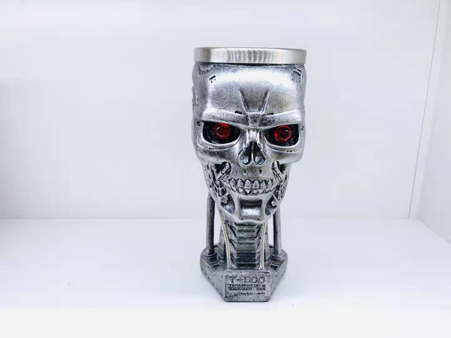 New T800 T2 Skull Terminator Endoskeleton 2 Head Stainless Steel Goblet Resin Model Toy Collection gift 300-400ml