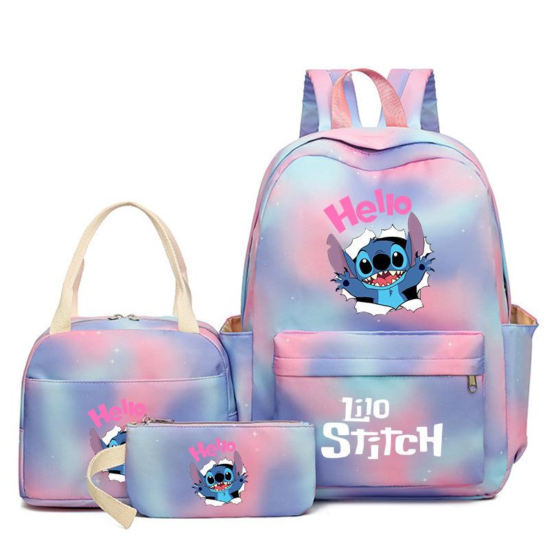 Cartoon Animation Schoolbag Large Capacity Primary And Secondary School Students Backpack Meal Bag Pencil Bag Three-Piece Set