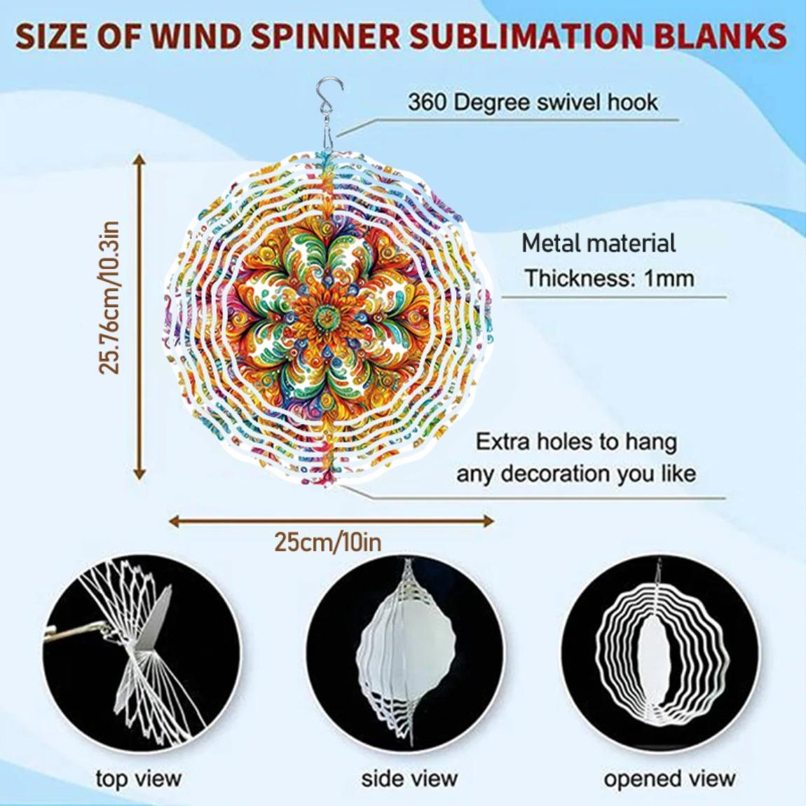 

Яркий 3D Металлический Колокольчик Ветра для Садового Декора на Открытом Воздухе Прочная Анодированная Ветряная Мельница с Цветными Лентами Дизайн Западносибирской Мандалы