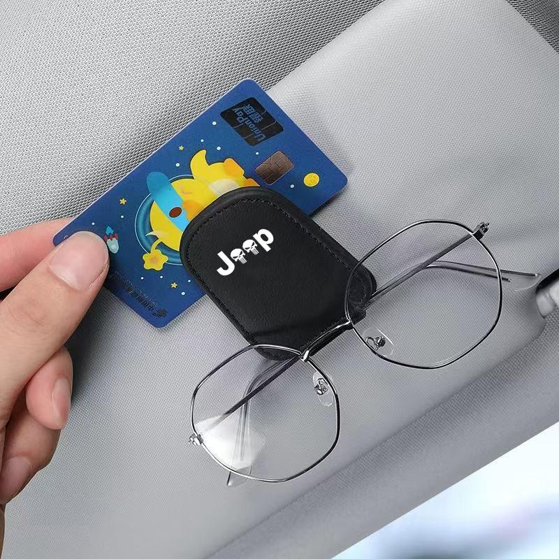 Car Sun Visor Glasses Box Auto Sunglasses Clip Card Accessories For Jeep Renegade Wagoneer Avenger Recon Wrangler JK Gladiator C