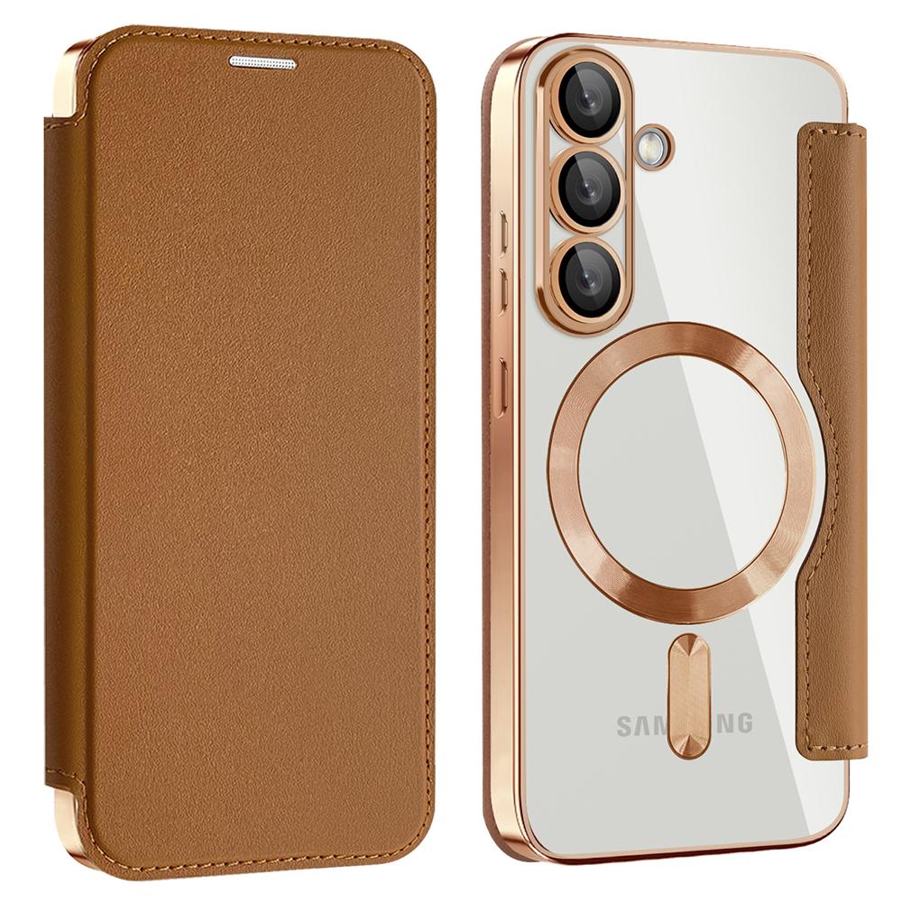 

For Samsung Galaxy S25 Magnetic Case RFID Blocking Leather Phone Cover F
