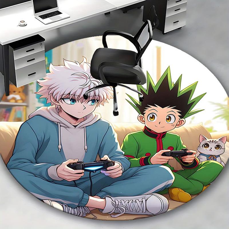 1pc Anime Cartoon Design Round Carpet  Office Chair Mat, NonSlip Rug for Home Decor, Living Room
