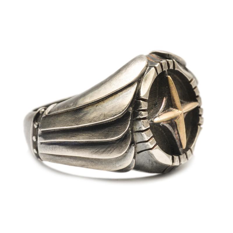 Křížový prsten pro muže a ženy, Evropský a americký retro vintage vintage personalizovaný prsten s otevřením křídla