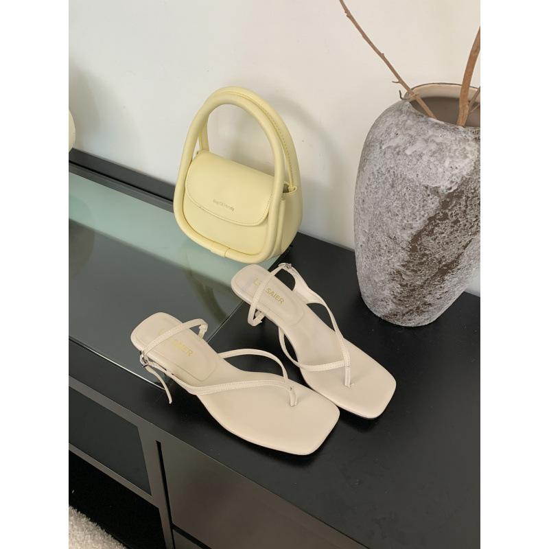 2025 summer new toe sandals design sense square head open toe stiletto sense fashion casual high heels women