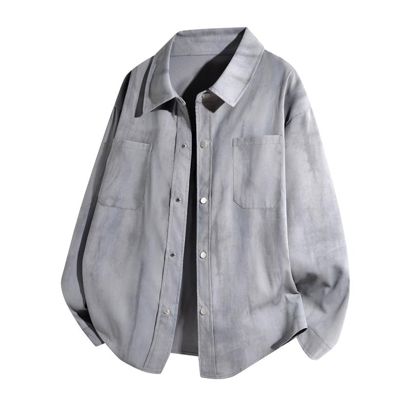 Tie-dye Shirt New Coat Autumn and Winter Trendy Corduroy Top Work Pocket Long-sleeved Shirt